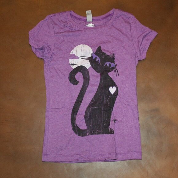 LOST GODS Full Moon Cat Heart Girls Small 6/6X Purple Tee T-Shirt NEW Halloween - Picture 2 of 5